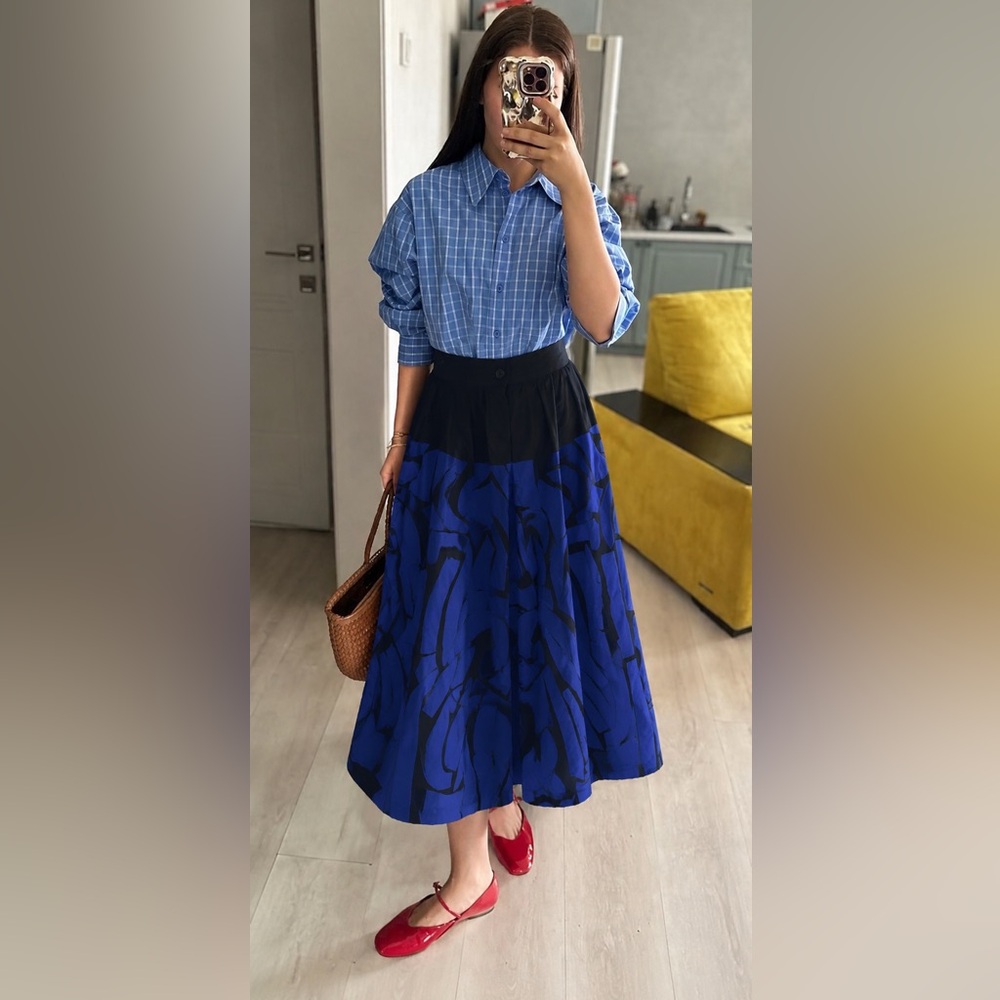 Mii collection “au musee” Mona patchwork midi skirt XS NWT